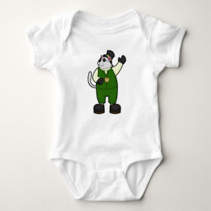 Body Para Bebé Gato como Groom con café y Gorra