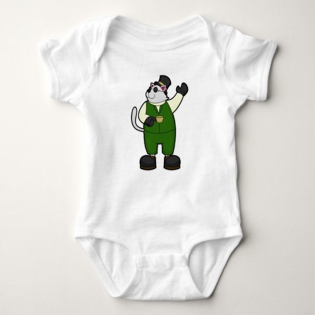 Body Para Bebé Gato como Groom con café y Gorra (Anverso)