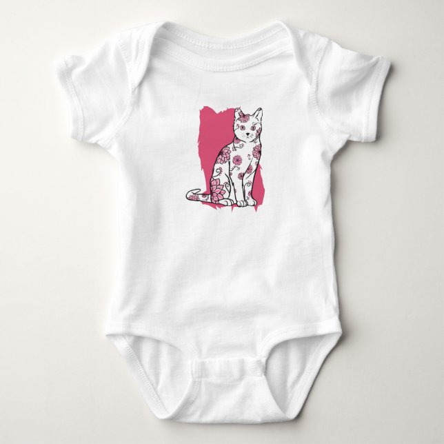 Body Para Bebé Gato con flores (Anverso)