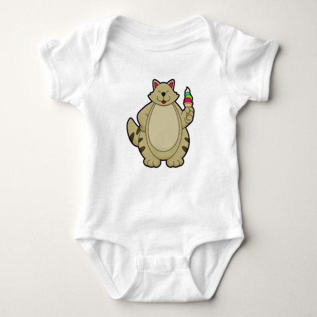 Body Para Bebé Gato con helado Waffle (Anverso)