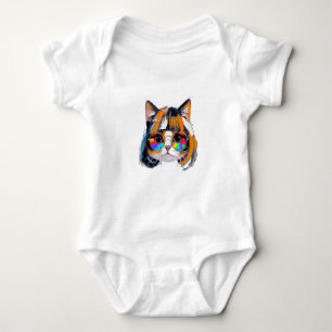 Body Para Bebé Gato con peluca + Gafas de sol (Pintura #2)