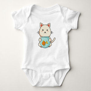Body Para Bebé Gato con pez en vidrio