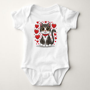 Body Para Bebé Gato con Símbolos de Amor Clipart-85245