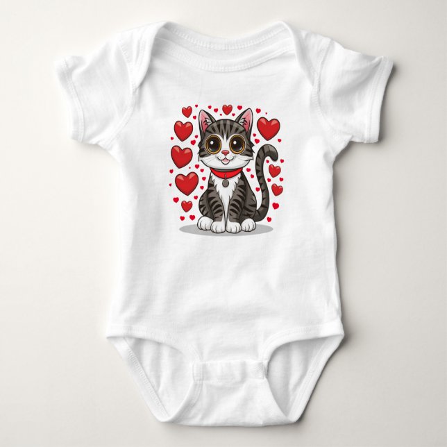 Body Para Bebé Gato con Símbolos de Amor Clipart-85245 (Anverso)