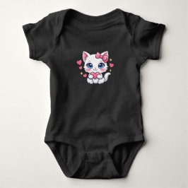 Body Para Bebé Gato de Anime Kawaii Sosteniendo Corazón