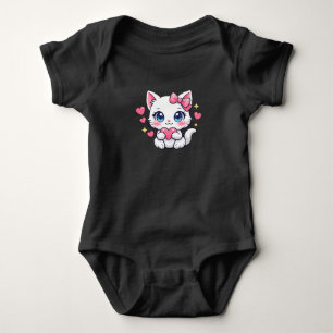 Body Para Bebé Gato de Anime Kawaii Sosteniendo Corazón