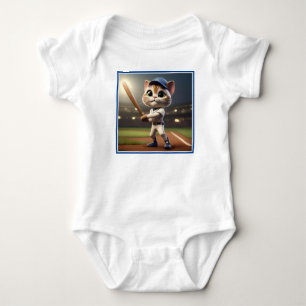 Body Para Bebé Gato De Béisbol Gracioso En 3D,