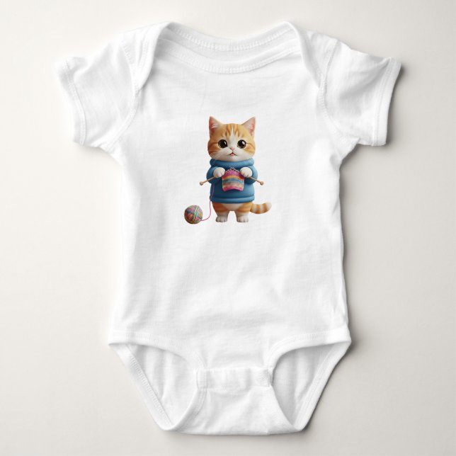 Body Para Bebé Gato de punto (Anverso)