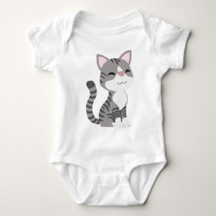 Body Para Bebé Gato de tabla gris muy sonriente