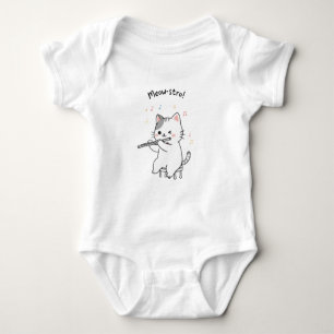 Body Para Bebé Gato Divertido Tocando la Flauta