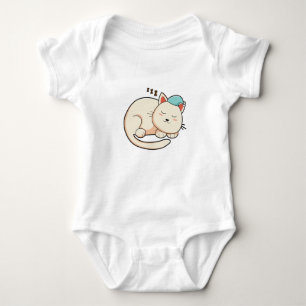 Body Para Bebé Gato durmiendo con gorra nocturna