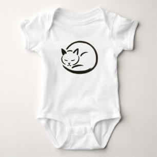 Body Para Bebé Gato durmiente minimalista - Diseño de pincel de t