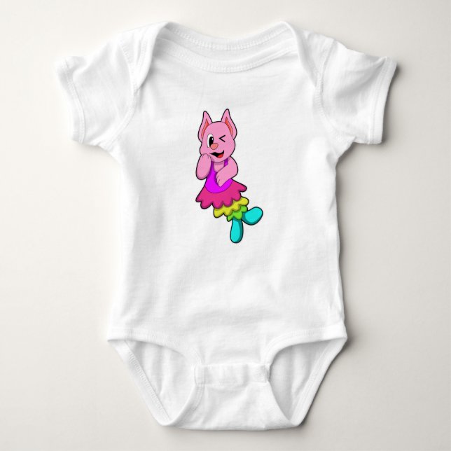 Body Para Bebé Gato en baile con falda (Anverso)