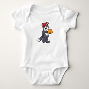 Body Para Bebé Gato en béisbol con guante de béisbol.PNG