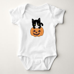 Body Para Bebé Gato En Calabaza Gatos Dulces Feliz Halloween Bebé