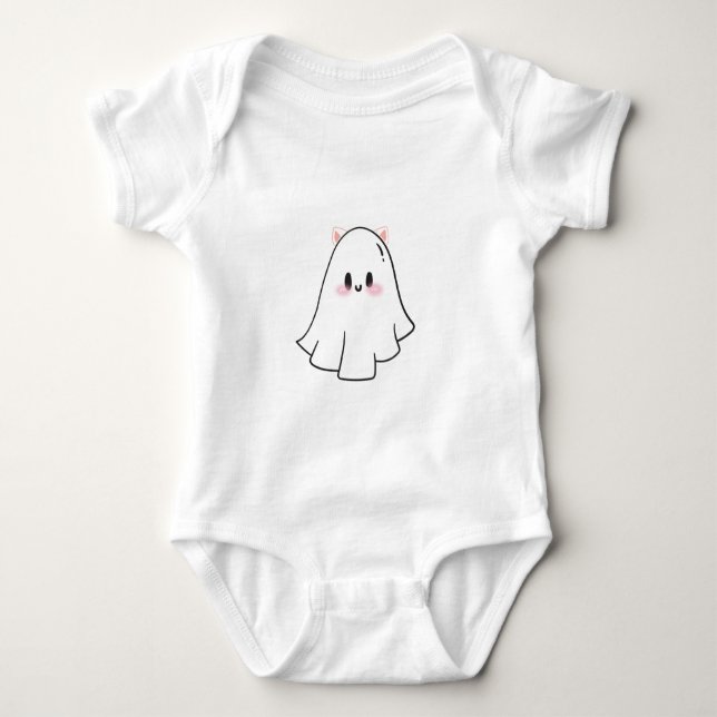 Body Para Bebé Gato fantasma de corte (Anverso)