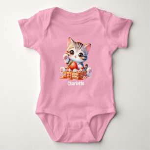 Body Para Bebé Gato Gatito Lindo Rosa Pastel con Waffles de Postr