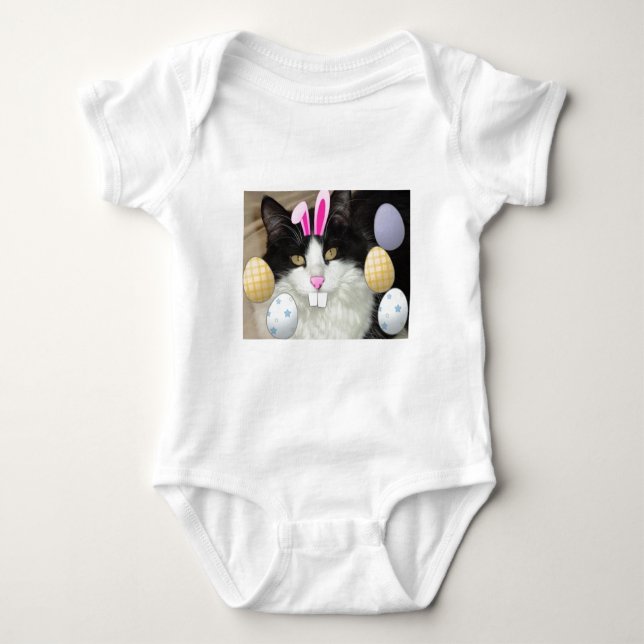 Body Para Bebé Gato gitano negro y blanco de Pascua (Anverso)