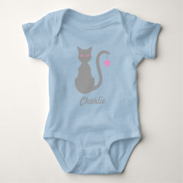 Body Para Bebé Gato Gris Nombre Baby Bodysuit
