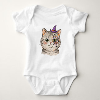 Body Para Bebé Gato Gris Tabby Lindo de Halloween Pintura Facial