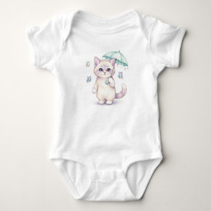 Body Para Bebé Gato Kawaii Bajo Paraguas, por Natasha Us  