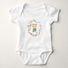 Body Para Bebé Gato Kitty Floral Nombre Personalizado Girly