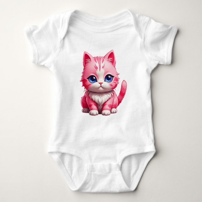 Body Para Bebé Gato Kitty Rosa (Anverso)