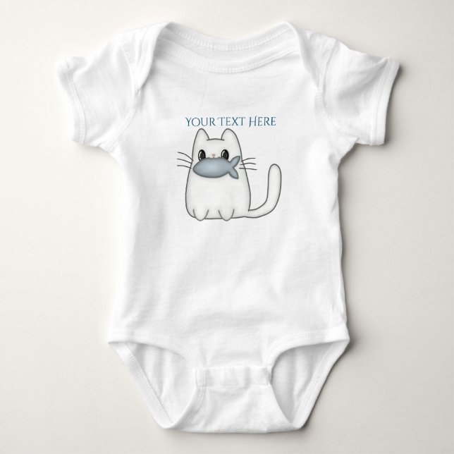 Body Para Bebé Gato lindo con pescado de premio (Anverso)