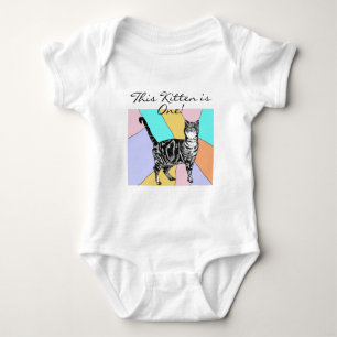 Body Para Bebé Gato lindo Primer cumpleaños Pastel Gatos Bebé Kit