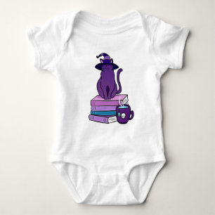 Body Para Bebé Gato morado con libros