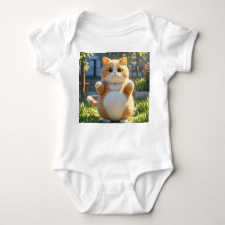 Body Para Bebé Gato Naranja Chubby en un jardín soleado - Traje p