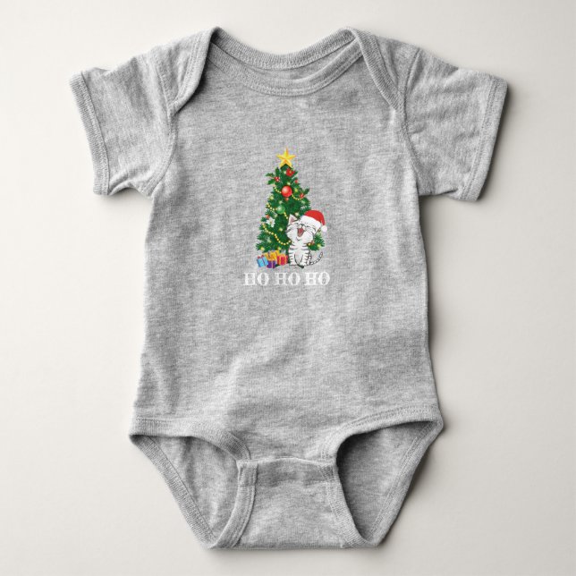 Body Para Bebé Gato navidad con árbol de Navidad (Anverso)