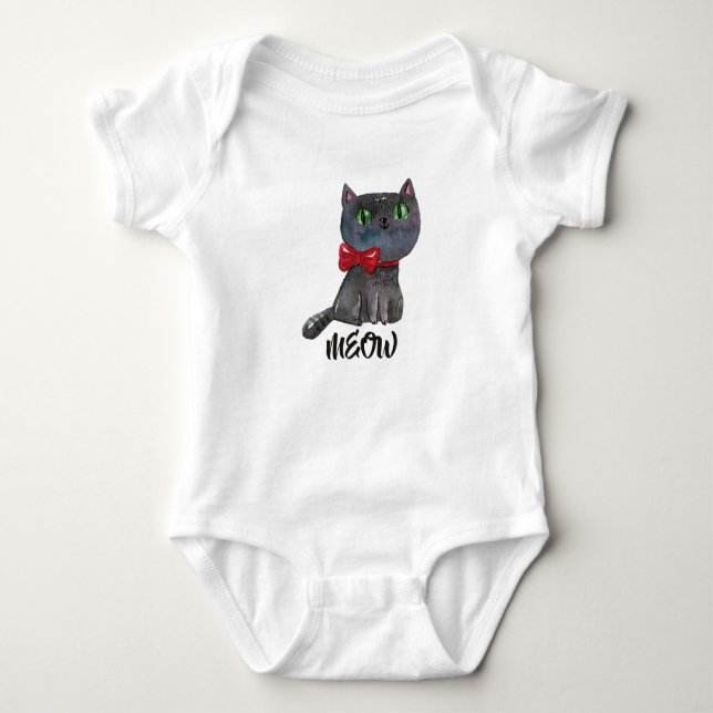 Body Para Bebé Gato negro de Halloween | Camiseta (Anverso)
