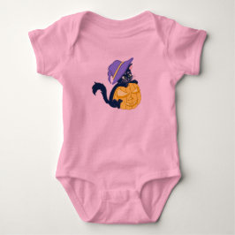Body Para Bebé Gato negro de Halloween y calabaza