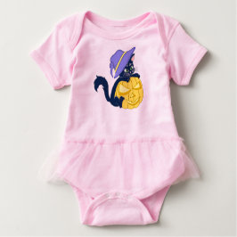 Body Para Bebé Gato negro de Halloween y calabaza