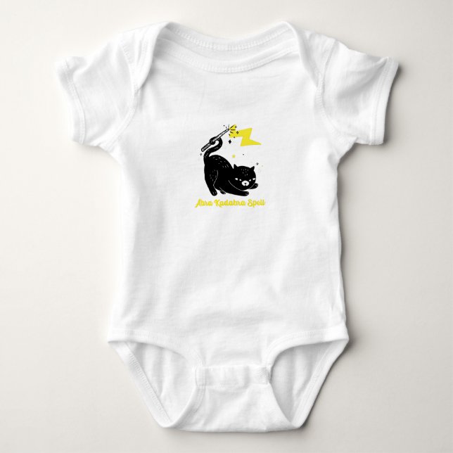 Body Para Bebé Gato negro de mago - Hechizo Abra Kadabra (Anverso)