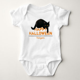 Body Para Bebé Gato negro feliz de Halloween personalizado