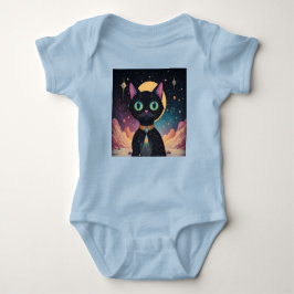 Body Para Bebé Gato negro futurista atómico en luz de la luna