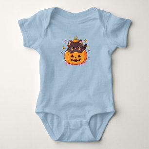 Body Para Bebé Gato negro Kawaii en calabaza pastel