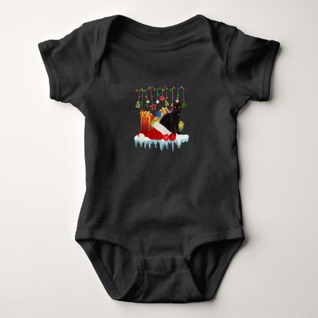 Body Para Bebé Gato Negro Presente De Mis Navidades (Anverso)