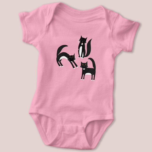 Body Para Bebé Gato negro y blanco (Black and white Tuxedo Cat baby bodysuit)