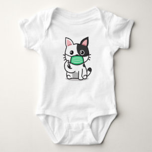 BODY PARA BEBÉ GATO NEGRO Y BLANCO CON MÁSCARA DE BEBÉ BODYSUIT