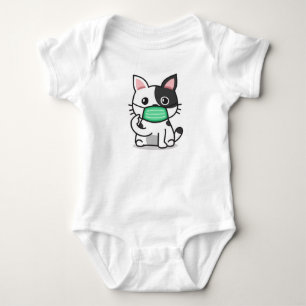 BODY PARA BEBÉ GATO NEGRO Y BLANCO CON MÁSCARA DE BEBÉ BODYSUIT