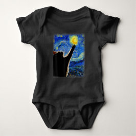Body Para Bebé Gato nocturno estrellado, Gato Van Gogh Amante Pap