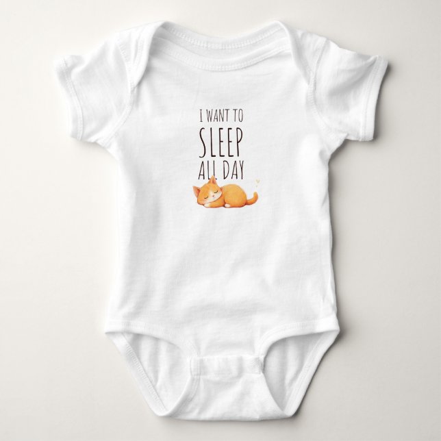 Body Para Bebé Gato pequeño muy perezoso (Anverso)