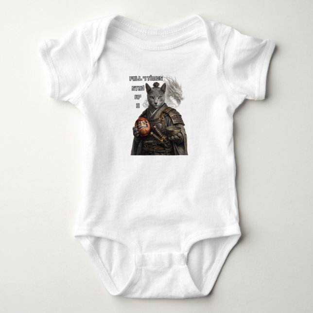 Body Para Bebé Gato Samurái Azul Ruso (Anverso)