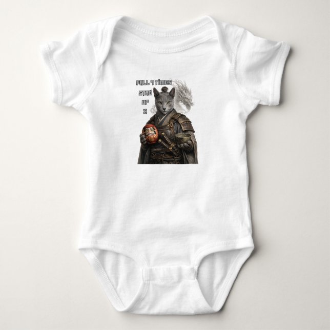 Body Para Bebé Gato Samurái Azul Ruso (Anverso)