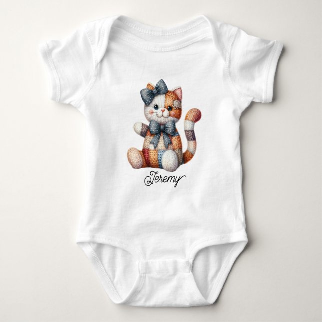 Body Para Bebé Gato Sonriente de Parche Cute (Anverso)