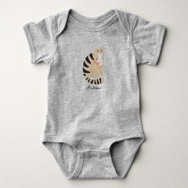 Body Para Bebé Gato sonriente lindo divertido personalizable (Anverso)