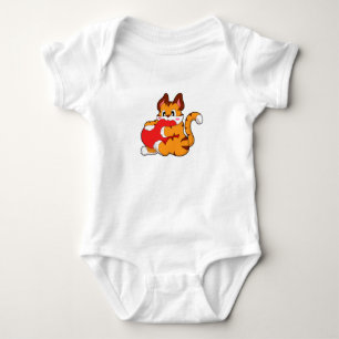 Body Para Bebé Gato tigre enamorado del corazón. PNG